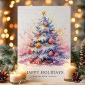 Elégante carte de vacances famille sapin de Noël