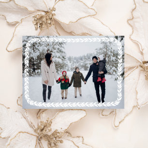 Elégante carte de vacances Festive Blanc Garland P