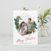 Elégante carte de vacances photo de Noël Holly Pin (Debout devant)