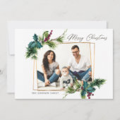 Elégante carte de vacances photo de Noël Holly Pin (Devant)