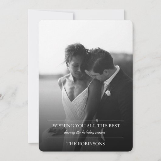 Elégante carte de vacances texte simple avec photo (Devant)