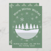 Élégante Carte de vacances verte à la menthe non d (Devant / Derrière)