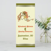 Elégante carte de vigne et programme de mariage fe (Debout devant)