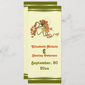 Elégante carte de vigne et programme de mariage fe (Devant / Derrière)