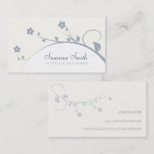 Élégante carte de visite avec des fleurs et (Devant / Derrière)