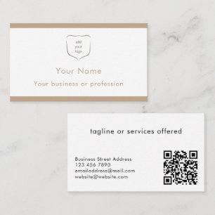 Élégante carte de visite moderne beige avec logo e