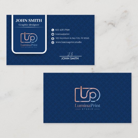 Élégante carte de visite professionnelle avec logo (Devant / Derrière)