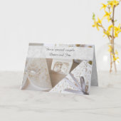 Elégante carte de voeux Argent et Blanc de mariage (Fleur jaune)