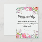 Elégante carte de voeux d'anniversaire Floral (Devant / Derrière)