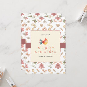Élégante carte de voeux de Noël aux oiseaux d'hive