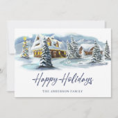 Élégante carte de vœux de Noël de campagne hiverna (Devant)