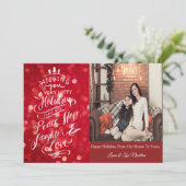 Élégante carte de voeux de Noël photo rouge (Debout devant)