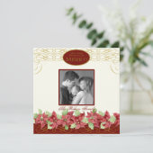 Elégante carte de voeux de Noël Poinsettia (Debout devant)