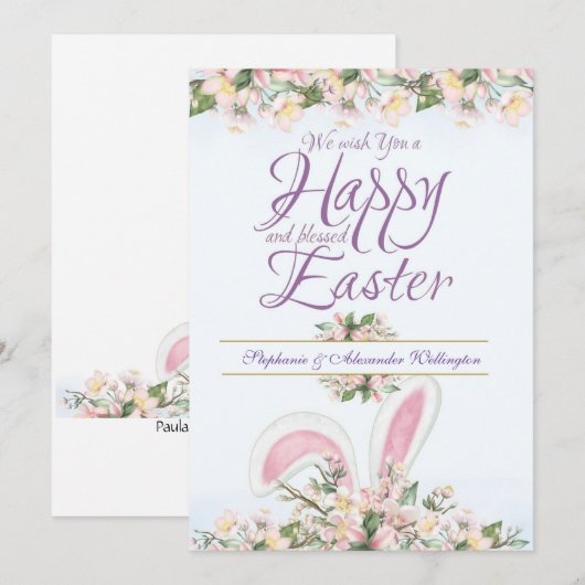 Elégante carte de voeux florale de Pâques (Devant / Derrière)