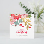 Elégante carte de voeux photo de Noël Floral (Debout devant)