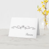 Élégante carte de voeux pliée en noir et blanc (Fleur jaune)