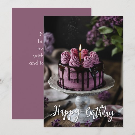 Élégante carte de voeux pour l'anniversaire du gât (Devant / Derrière)