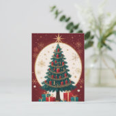 Élégante carte de voeux Red Golden Christmas Tree (Debout devant)