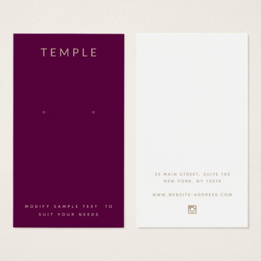 Élégante carte d'écran d'oreille Burgundy (Devant & derrière)