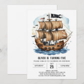 Élégante carte des trésors Bateau Pirate Anniversa (Devant / Derrière)