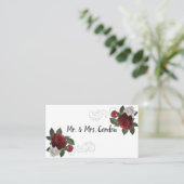 Elégante carte d'escorte Bourgogne et Fleurs roses (Debout devant)