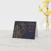 Élégante carte d'études Blue et Gold (Fleur jaune)