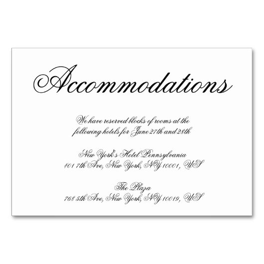 Élégante Carte d'hébergement minimale blanche pour (Devant)