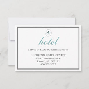 Élégante CARTE D'HÔTEL DE MARIAGE Monogramme avec 