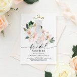 Élégante carte d'invitation à la douche nuptiale f<br><div class="desc">Ce magnifique design présente un bouquet de belles fleurs blush enveloppé autour d'une élégante robe de mariée et d'une police de caractères moderne (couleur modifiable). Voir l'ensemble de la collection pour plus d'éléments correspondants</div>