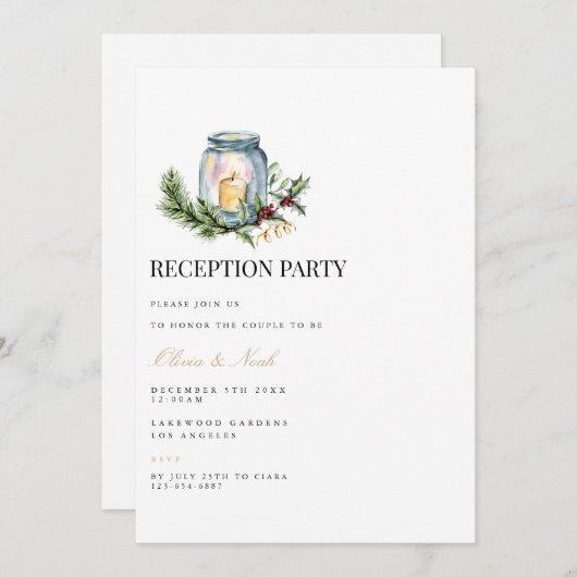 Élégante carte d'invitation à la réception décorat (Devant / Derrière)