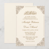 Elégante carte d'invitation au nikkah islamique (Devant / Derrière)