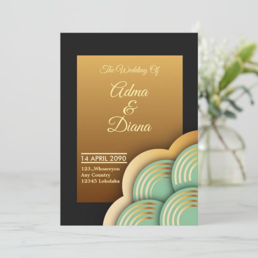 Élégante carte d'invitation de mariage (Debout devant)