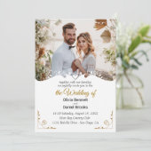 Elégante carte d'invitation de mariage avec photo (Debout devant)