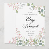 Elégante carte d'invitation de mariage floral (Devant / Derrière)