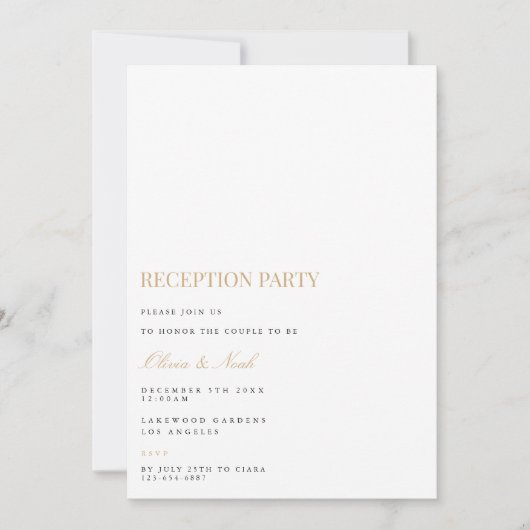 Élégante carte d'invitation de réception de script (Devant)