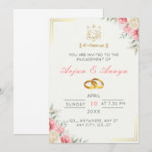 Elégante carte d'invitation Floral Roka (Devant / Derrière)