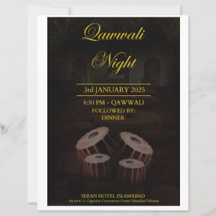 Élégante carte d'invitation nocturne de Qawwali