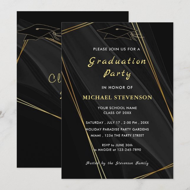 Élégante carte d'invitation pour l'obtention d'un  (Devant / Derrière)