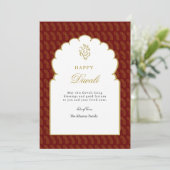 Elégante carte Diwali Red & Gold Ganesh (Debout devant)