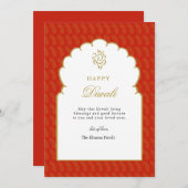 Elégante carte Diwali Red & Gold Ganesh (Devant / Derrière)
