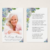 Elégante carte d'obsèques photo florale Hydrangea (Devant & derrière)