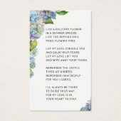 Elégante carte d'obsèques photo florale Hydrangea (Dos)