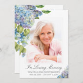 Elégante carte d'obsèques photo florale Hydrangea  (Devant / Derrière)