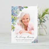 Elégante carte d'obsèques photo florale Hydrangea  (Debout devant)