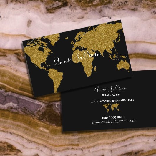 Elégante carte du monde de Faux Gold Agent de voya