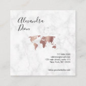 Élégante carte du monde du marbre blanc doré rose  (Dos)