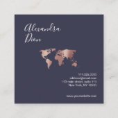 Élégante carte du monde en or bleu rose moderne (Dos)