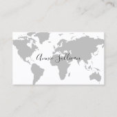Élégante carte du monde gris sur blanc (Devant)