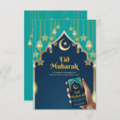 Elégante carte Eid Moubarak (Devant / Derrière)