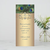Élégante carte en rack Emerald Green Gold Peacock (Debout devant)